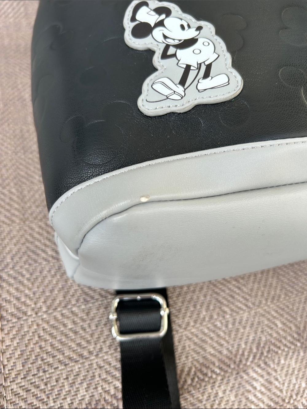 Disney Skinny Dip London Black Mickey Mouse Embossed Backpack. Faux Leather - Picture 7 of 12